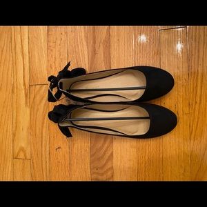 Vegan suede lace up ballet flats 6.5